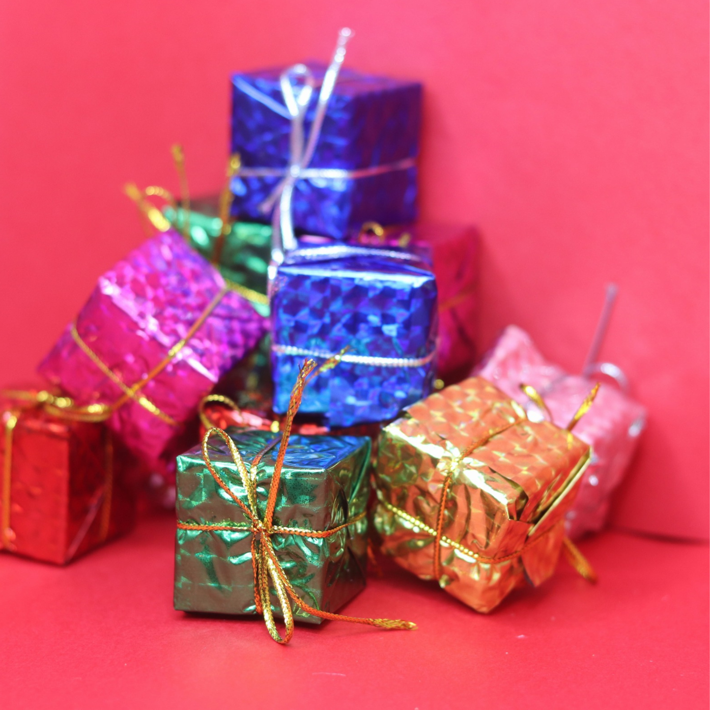 Mini Christmas Decorative Gift Boxes – Pack of 12 Multicolor Props