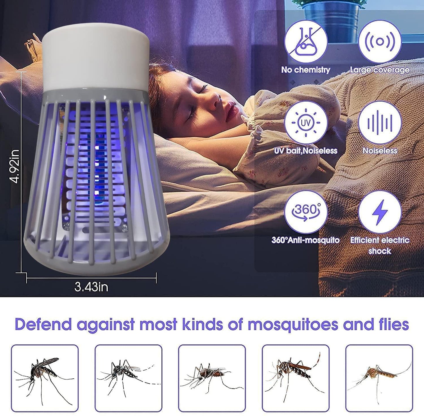 Electric Mosquito Killer Machine – UV Light Mosquito Trap Lamp | Chemical-Free Insect Killer for Home, Bedroom & Office