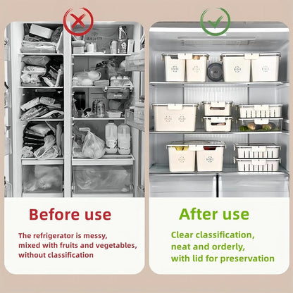 Divided Fridge Storage Boxes With 8 Serving Veggie Tray with Lid and Handle, Fridge Organizer with Removable 8 Compartment, Fridge Storage Containers (8 Compartment-1PC)