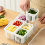 6-in-1 Multipurpose Fridge Storage Box – Removable Compartment Food Organizer