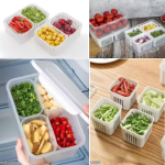 6-in-1 Multipurpose Fridge Storage Box – Removable Compartment Food Organizer