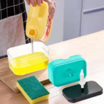 2 in 1 Soap Dispenser with Sponge | Multipurpose Dishwashing Liquid Pump Box | Kitchen Cleaning Tool