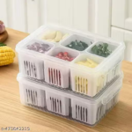 6-in-1 Multipurpose Fridge Storage Box – Removable Compartment Food Organizer