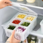 6-in-1 Multipurpose Fridge Storage Box – Removable Compartment Food Organizer