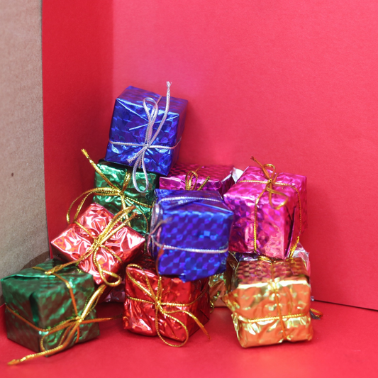 Mini Christmas Decorative Gift Boxes – Pack of 12 Multicolor Props