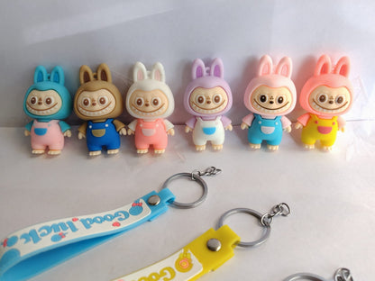 Cute Lalubu Doll Keychain | Cartoon Bunny Character Key Ring | Decorative Bag & Car Key Accessory for Girls & Kids